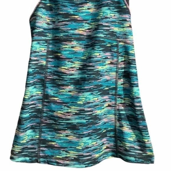 Tek Gear Women Blue Pink Yellow Watercolor Racerback Workout Tank Top Size XS - Picture 2 of 6